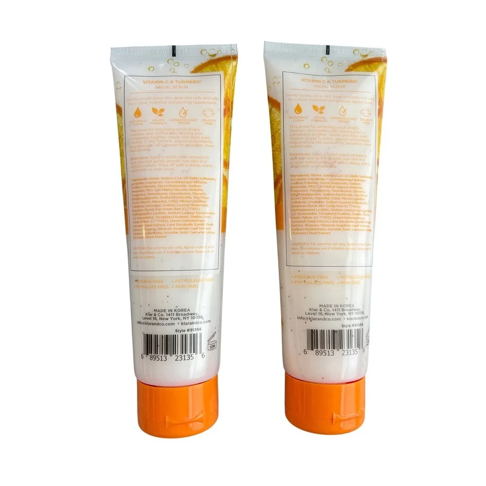2pk Skin 2.0 Vitamin C & Turmeric Facial Scrub Brightening Exfoliator 6.76oz